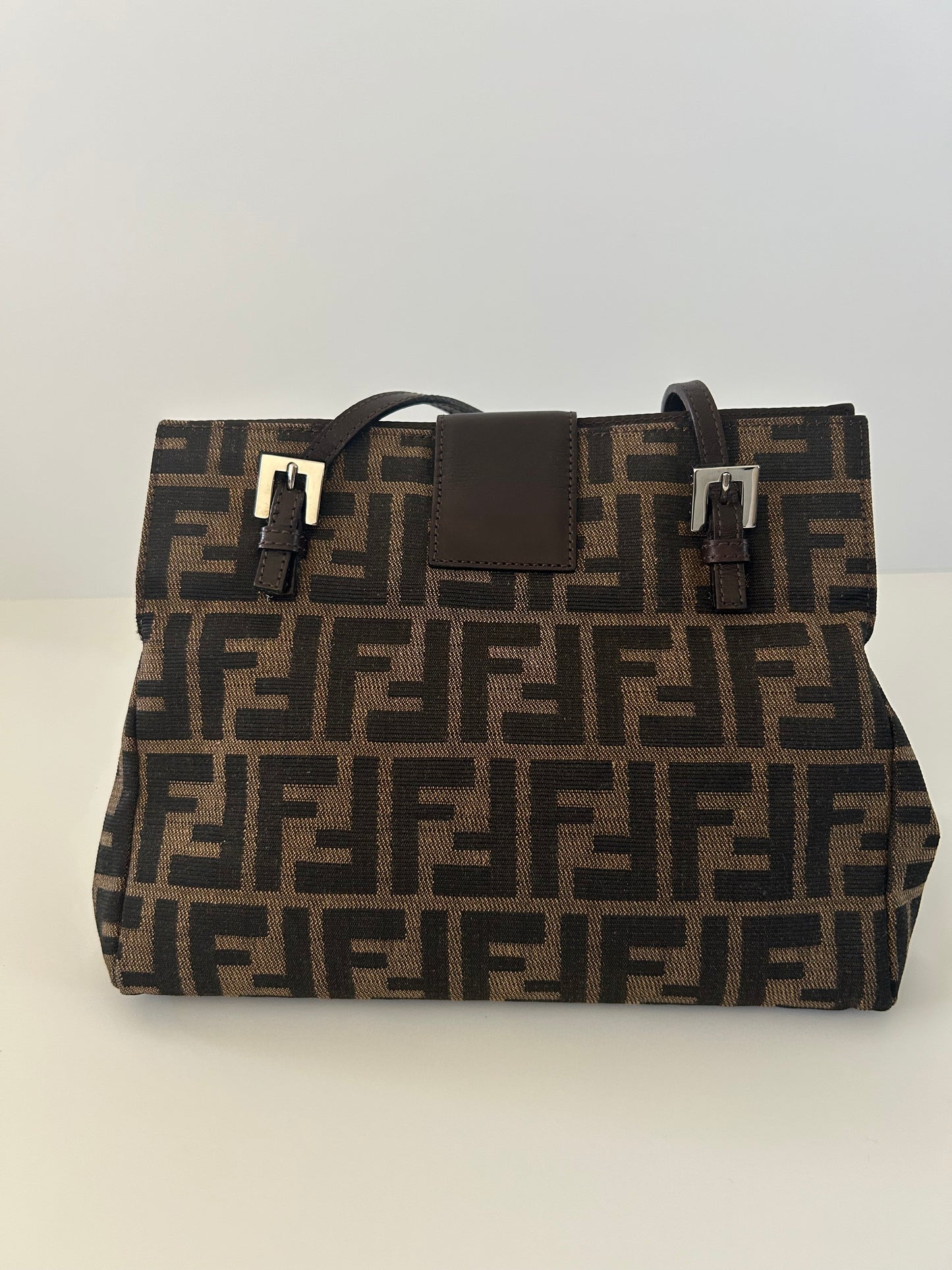 Designer Vintage Fendi Bento Box Zucca Canvas Bag