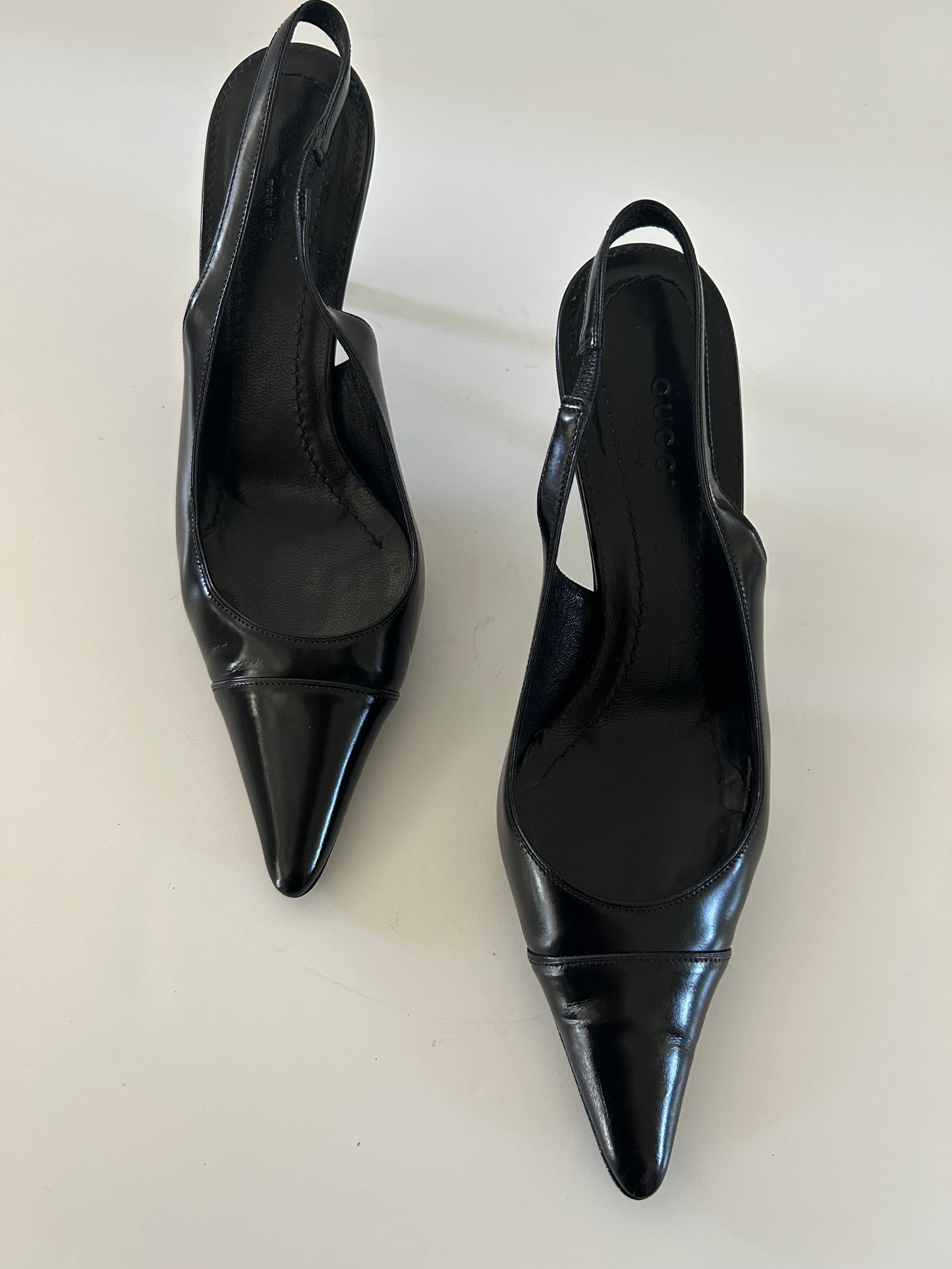 Designer Vintage Gucci Pointed Toe Slingback Heels