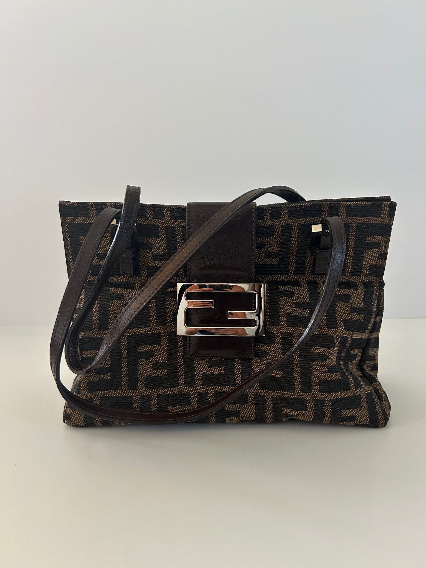 Designer Vintage Fendi Bento Box Zucca Canvas Bag