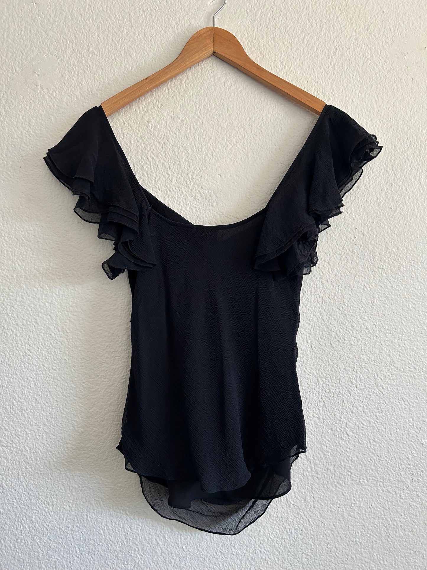 Vintage Cowl Neck Ruffle Top