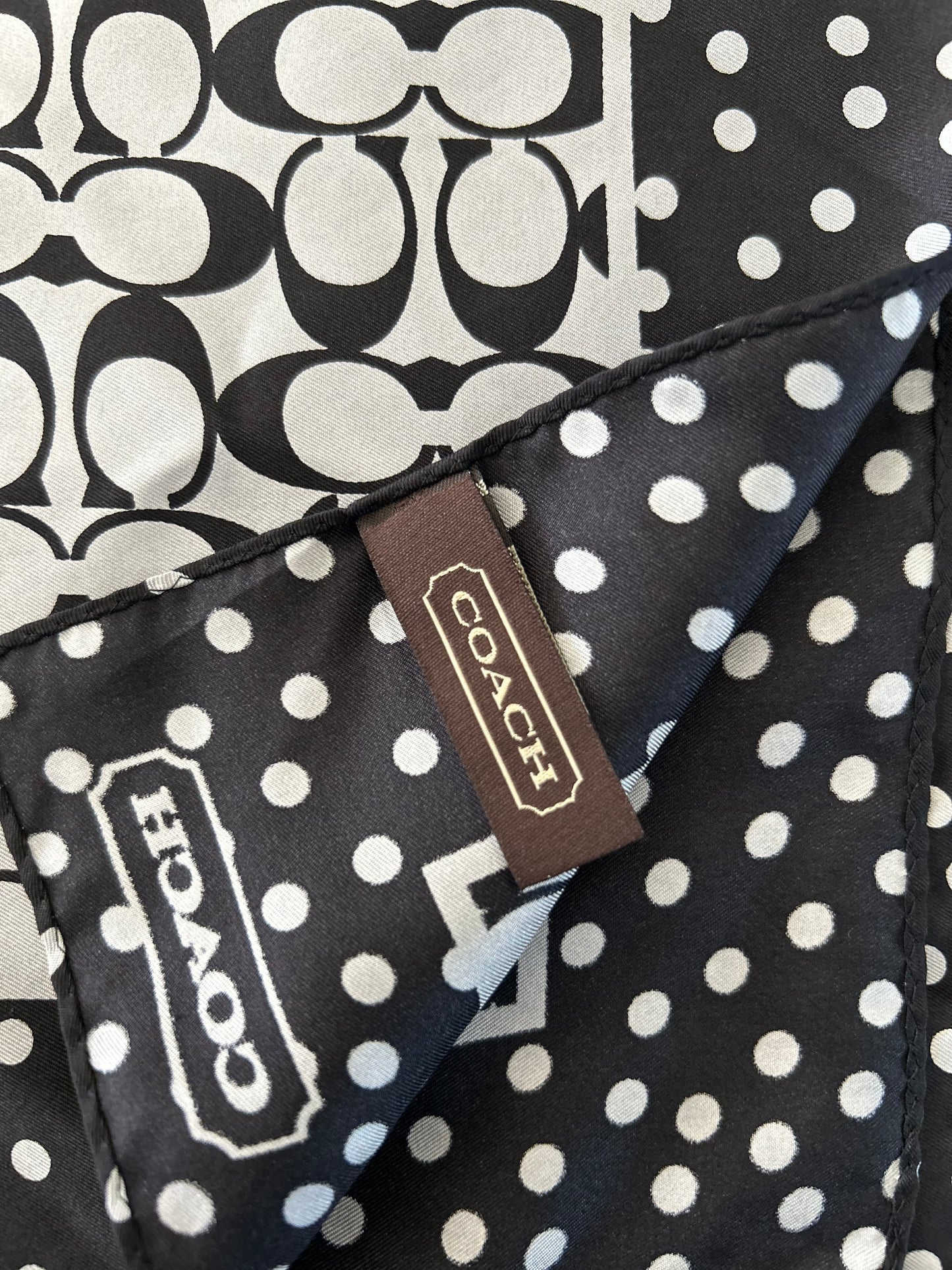 Designer Vintage Coach Polka Dot Silk Scarf