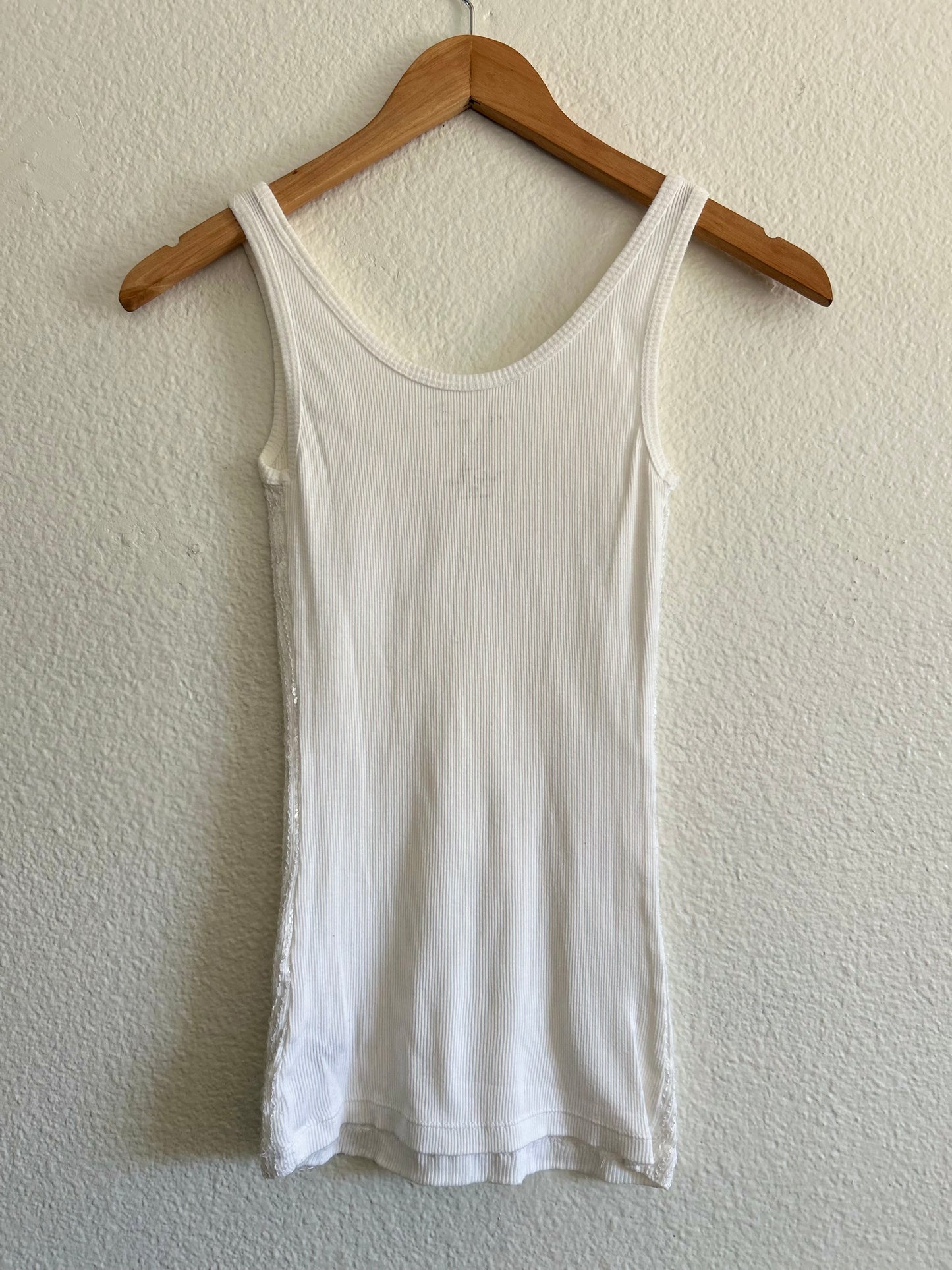 Vintage White Cotton Sequin Tank Top