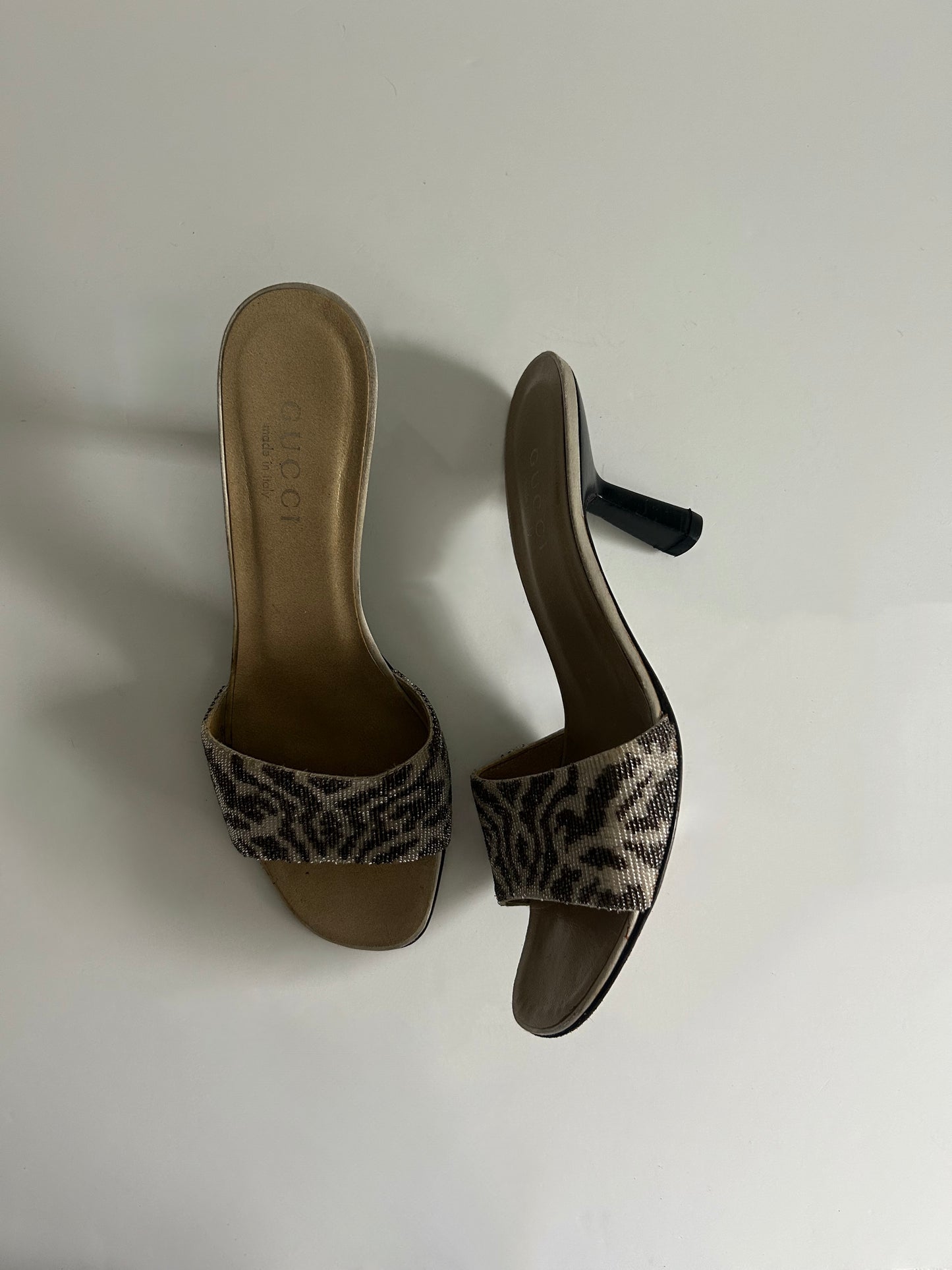 Designer Vintage Gucci Tom Ford Era Beaded Slide Sandals