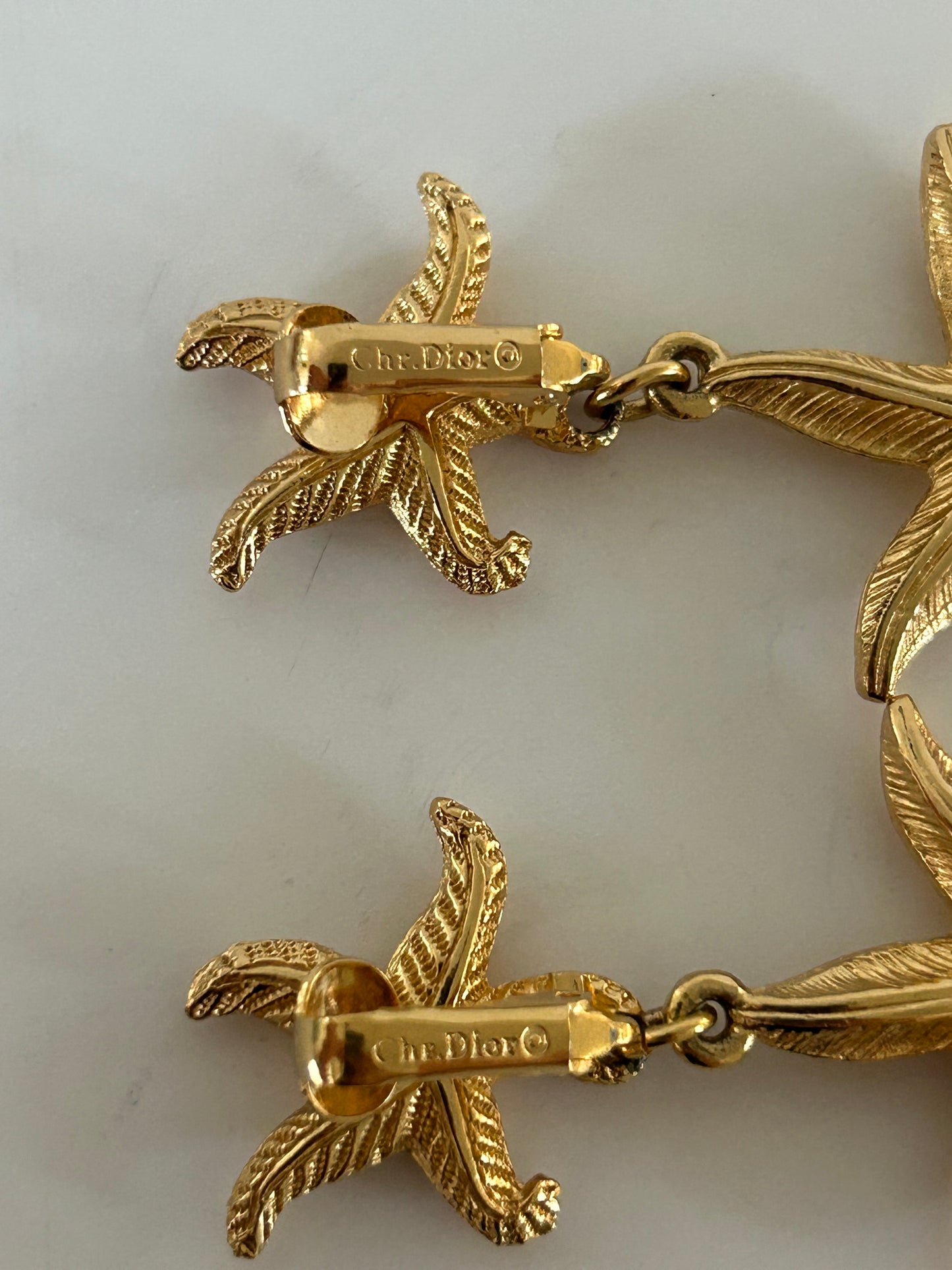 Designer Vintage 1980s Christian Dior Drop Starfish Earrings