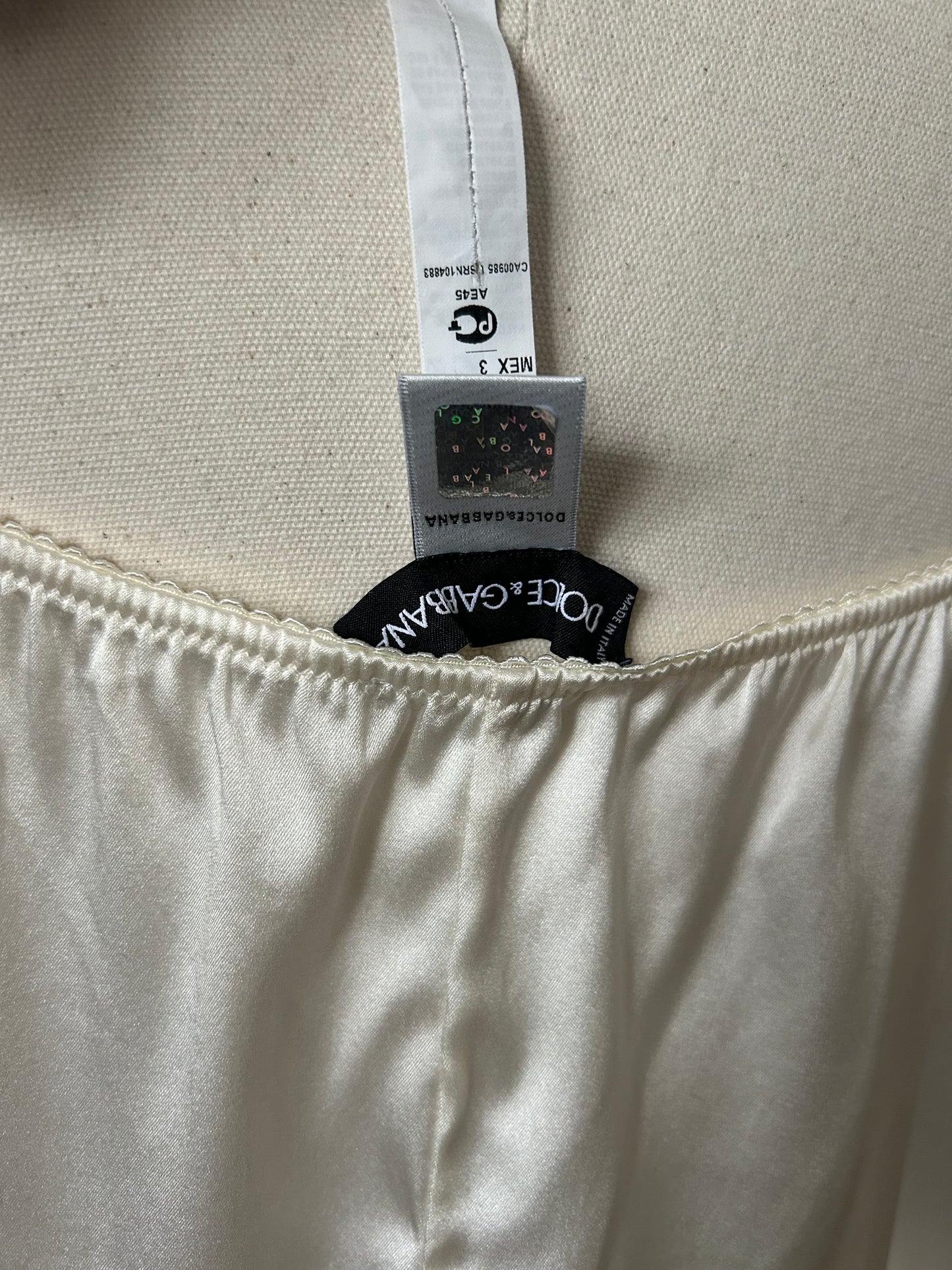 Designer Vintage Dolce & Gabbana White Silk Lace Camisole Top