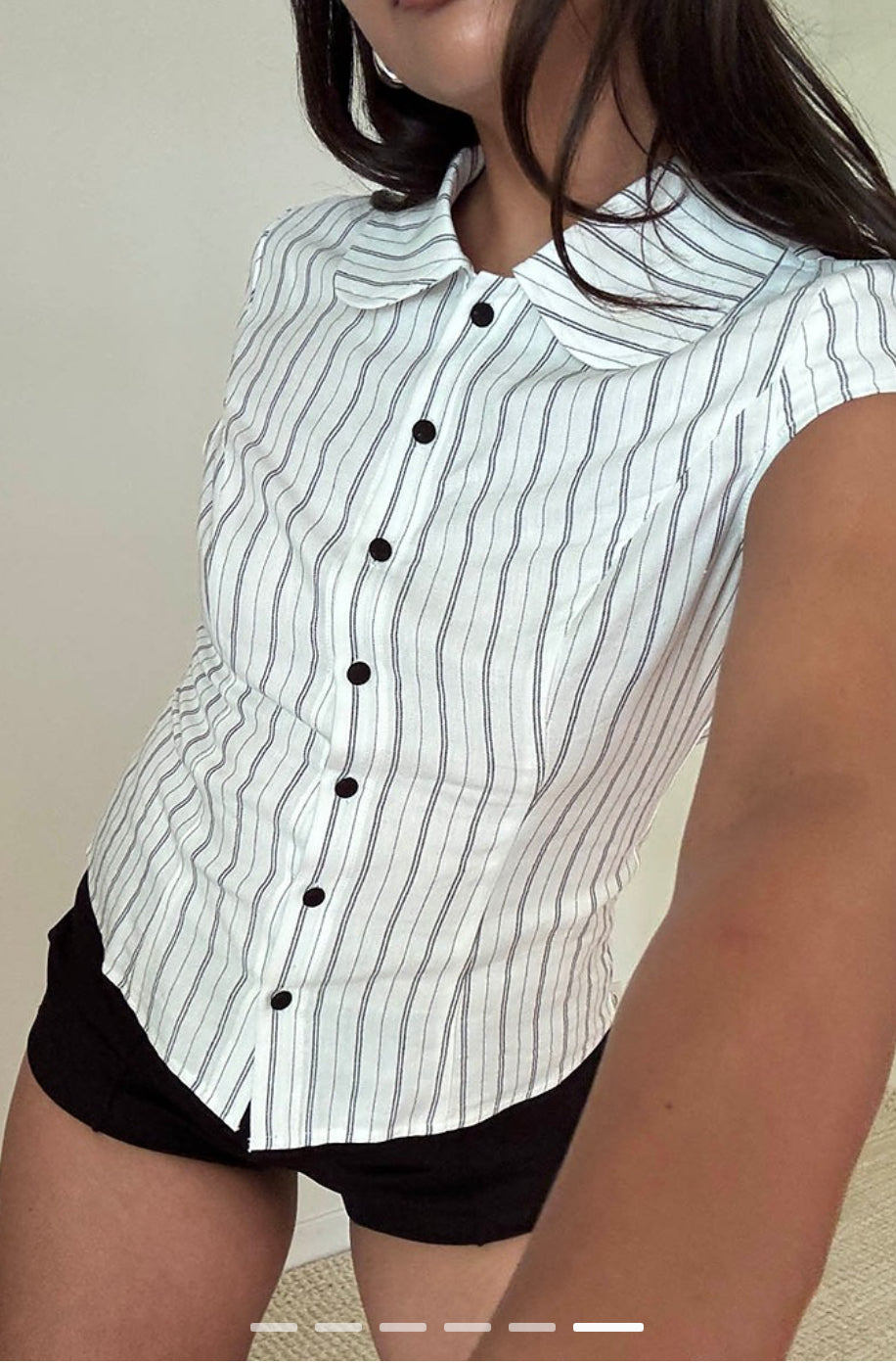 Chic Striped Silk Blend Button-Down Blouse with Peter Pan Collar