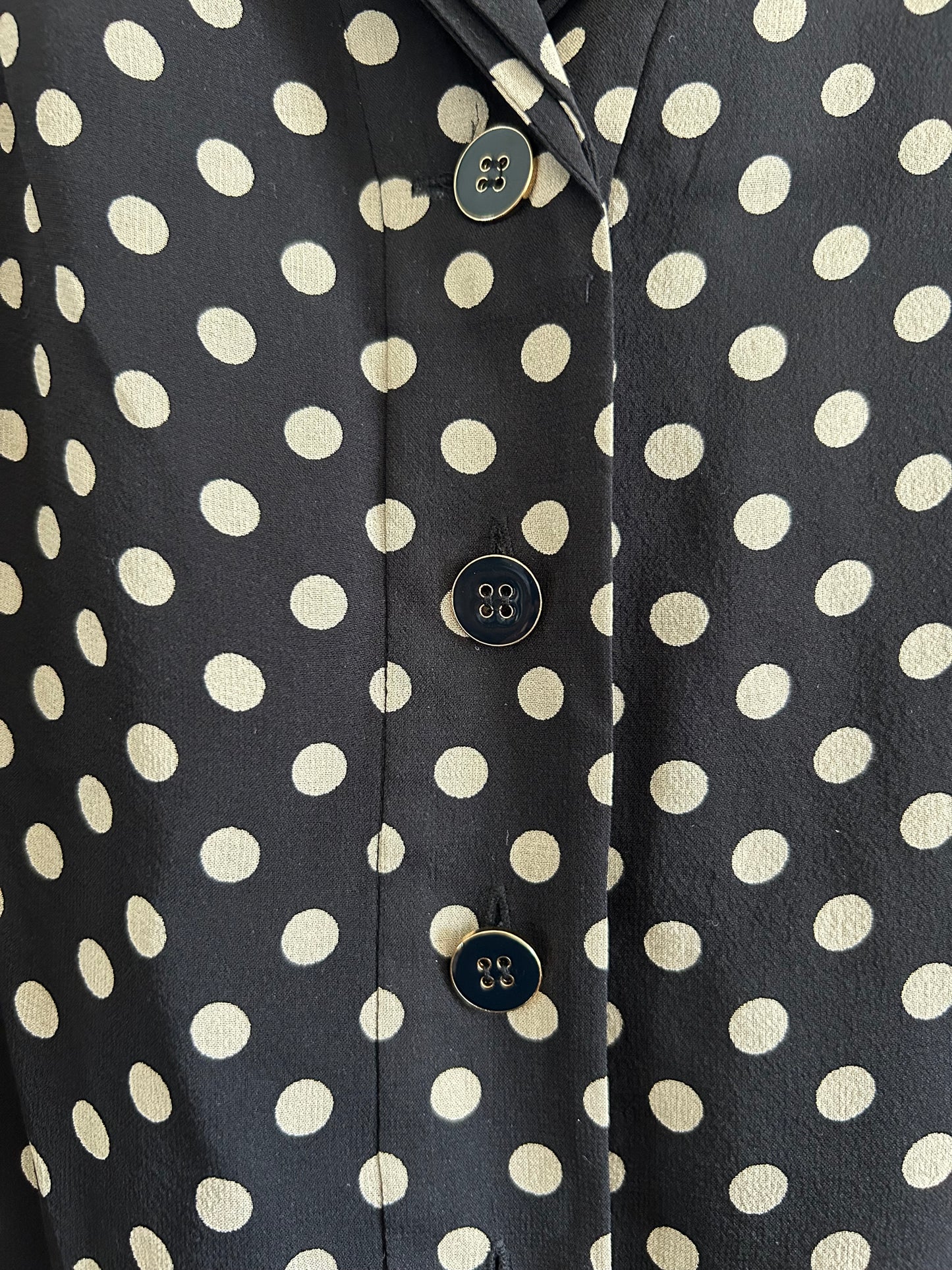 Vintage Silk Polka Dot Button Down Top