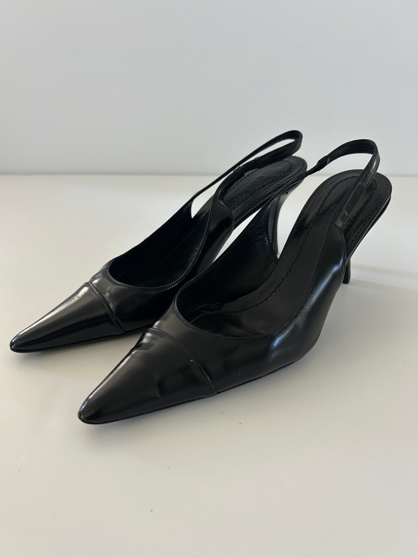 Designer Vintage Gucci Pointed Toe Slingback Heels