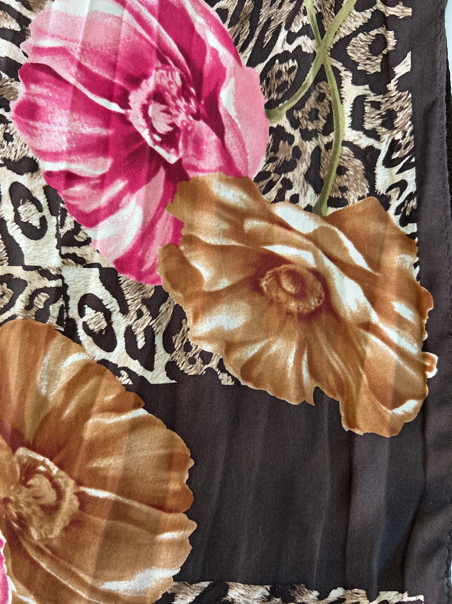 Designer Vintage Animal with Floral Print Oscar De LA Renta Scarf