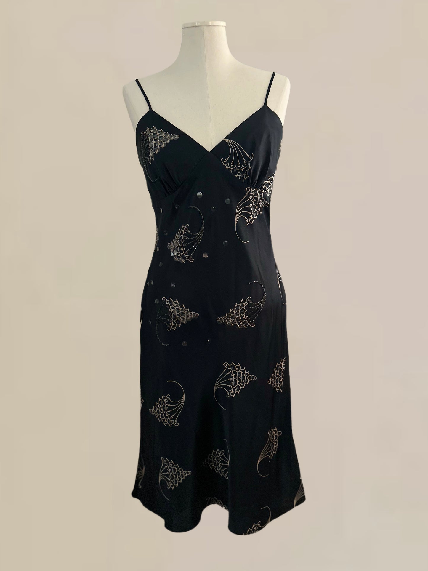 Vintage Laundry by Shelli Segal Silk Dress | Printed Slip Dress | Early 2000s