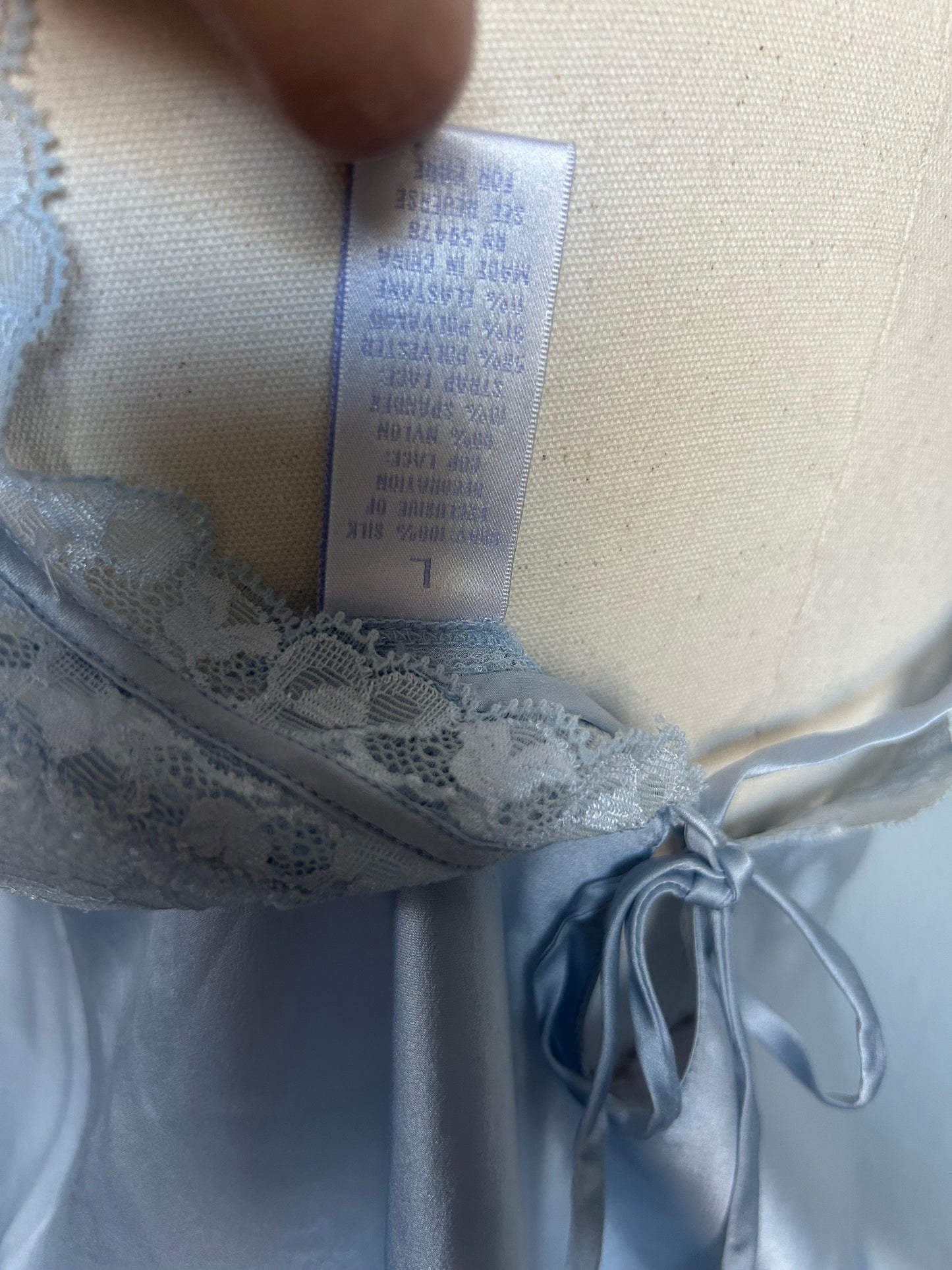 Vintage Silk & Lace Camisole Top | Powder Blue Romantic Y2K Blouse