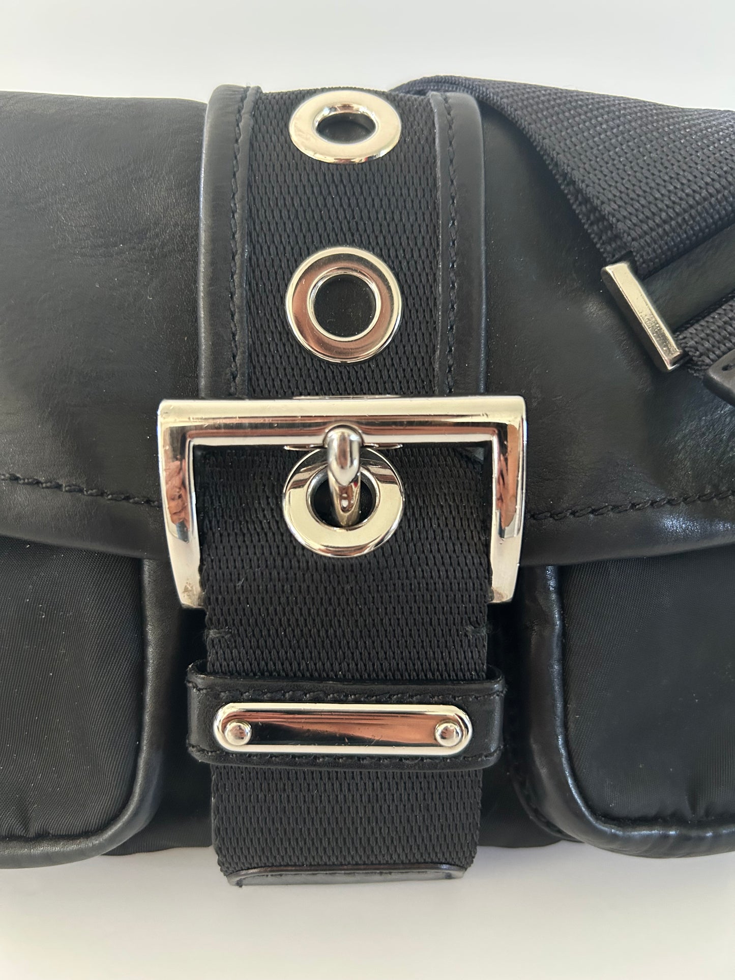 Designer Vintage Early 2000s Prada Nylon Buckle Bag