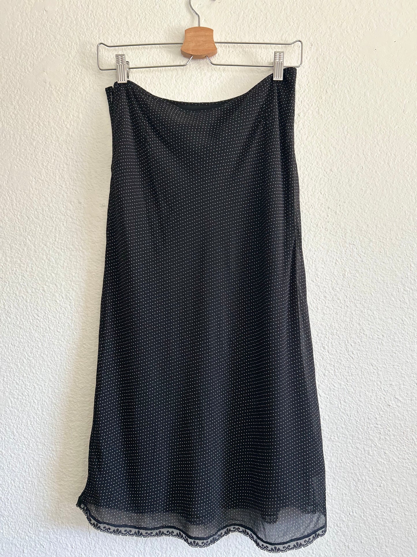 Vintage Silk With Lace Trim Skirt