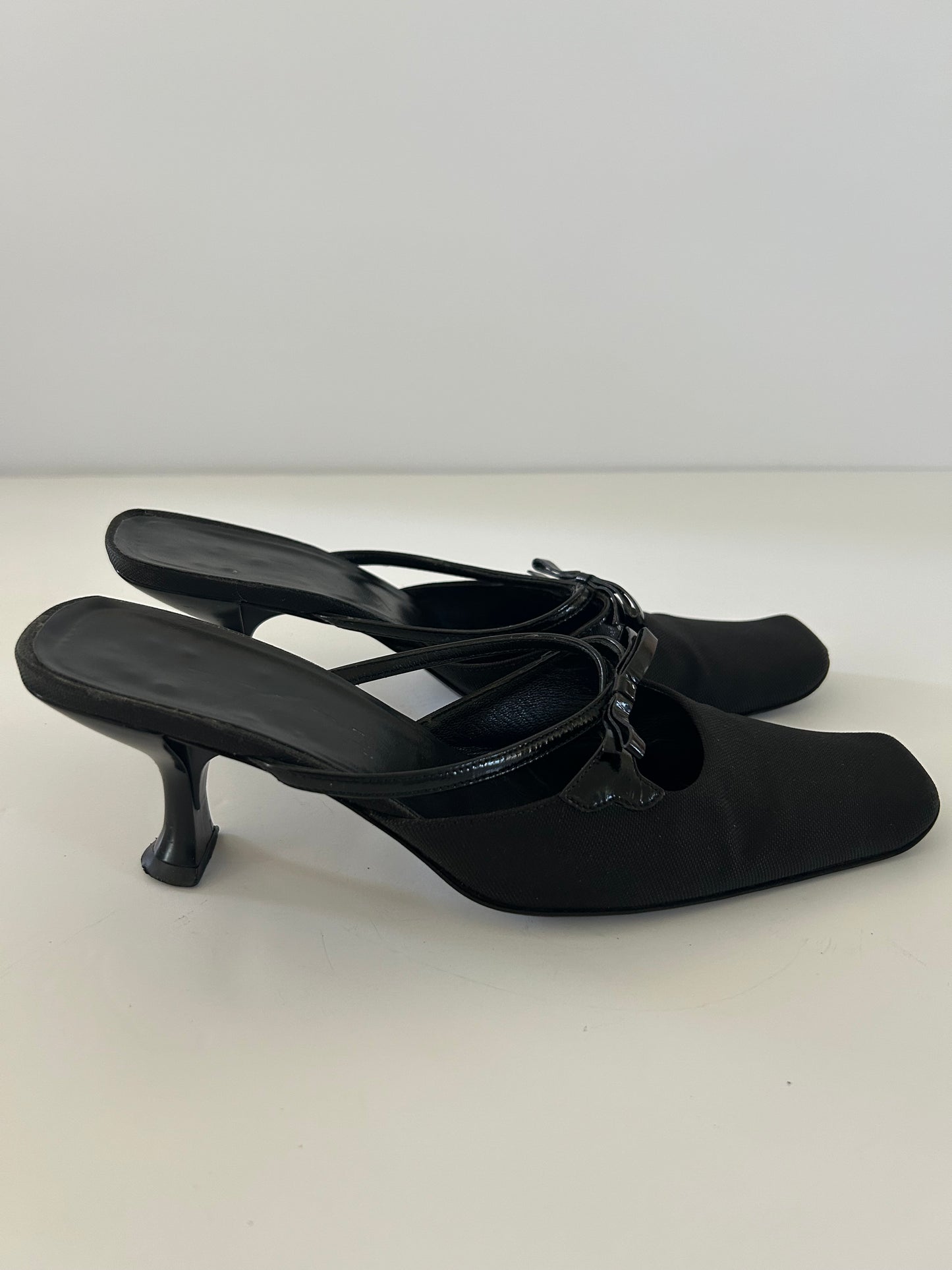 Designer Vintage Prada Square Toe Kitten Heels