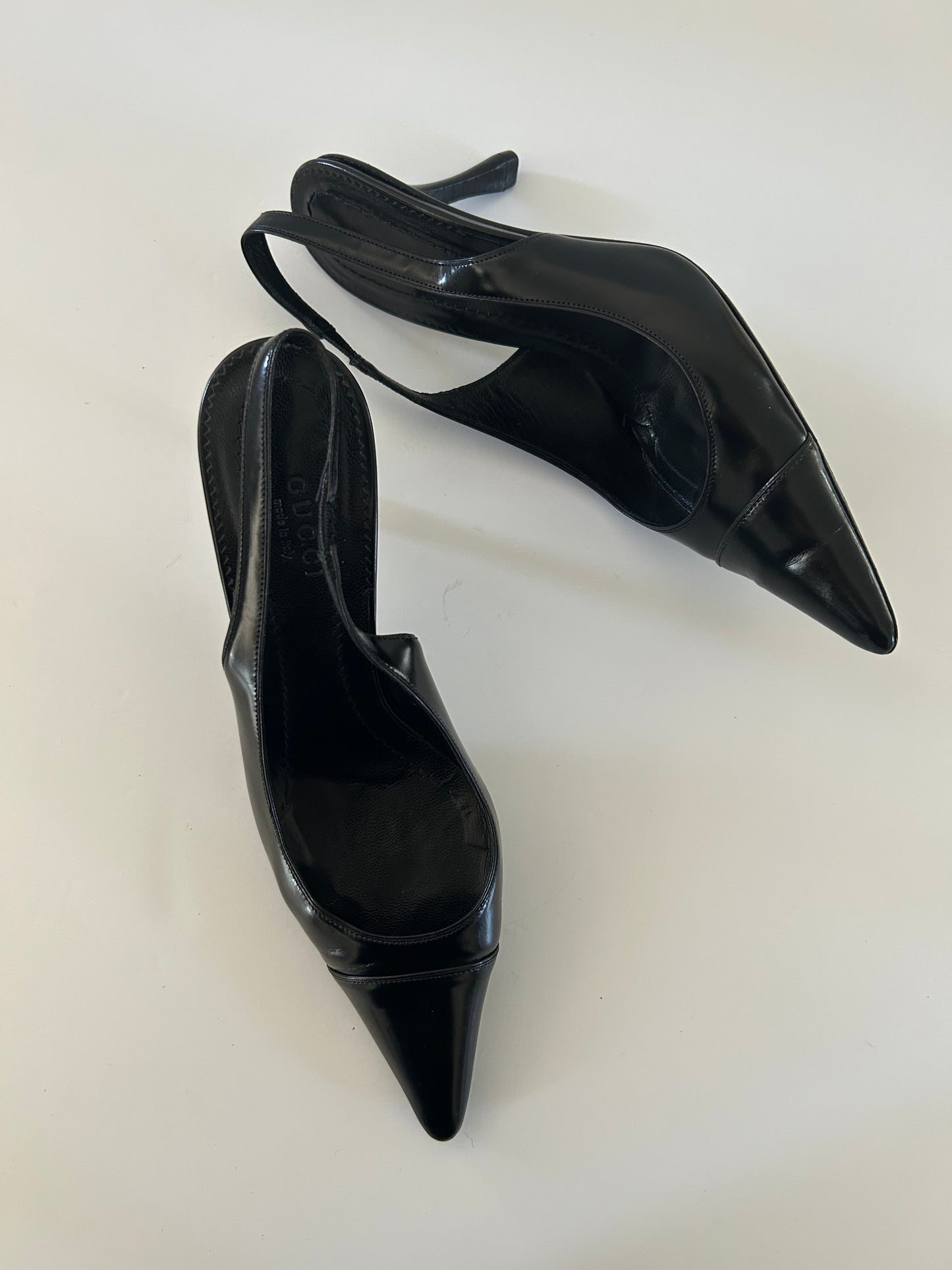 Designer Vintage Gucci Pointed Toe Slingback Heels