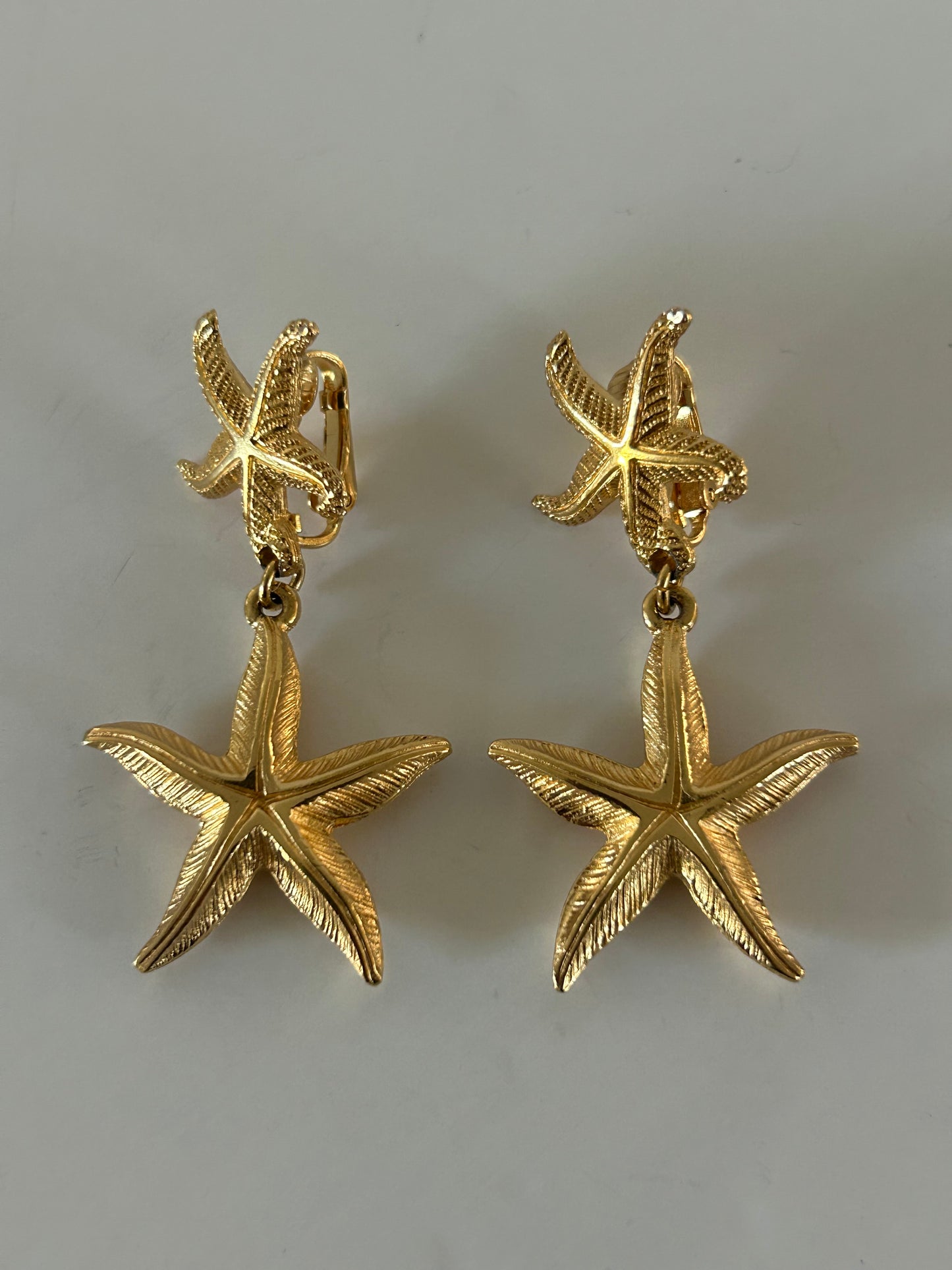 Designer Vintage 1980s Christian Dior Drop Starfish Earrings