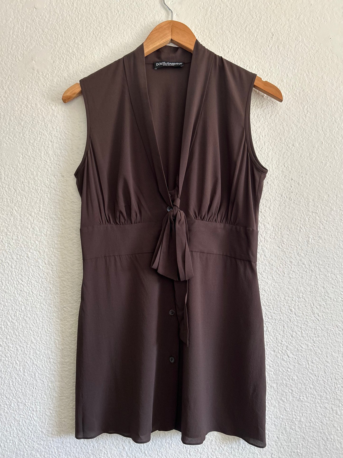Designer Vintage Dolce & Gabbana Tie Front Silk Top