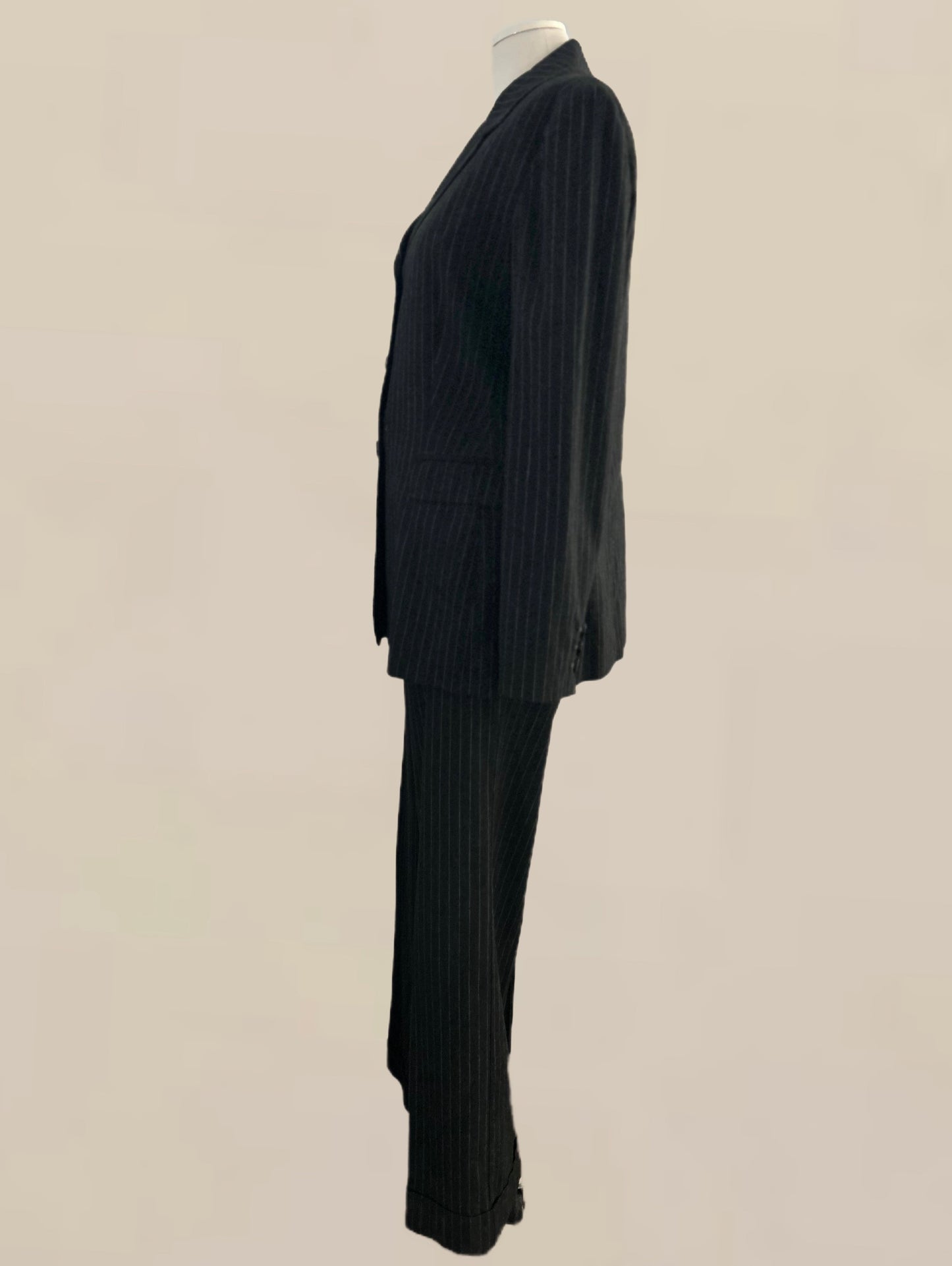 Vintage Designer Moschino Jeans Grey Pinstripe Wool Blend Suit - Late 1990s – Early 2000s