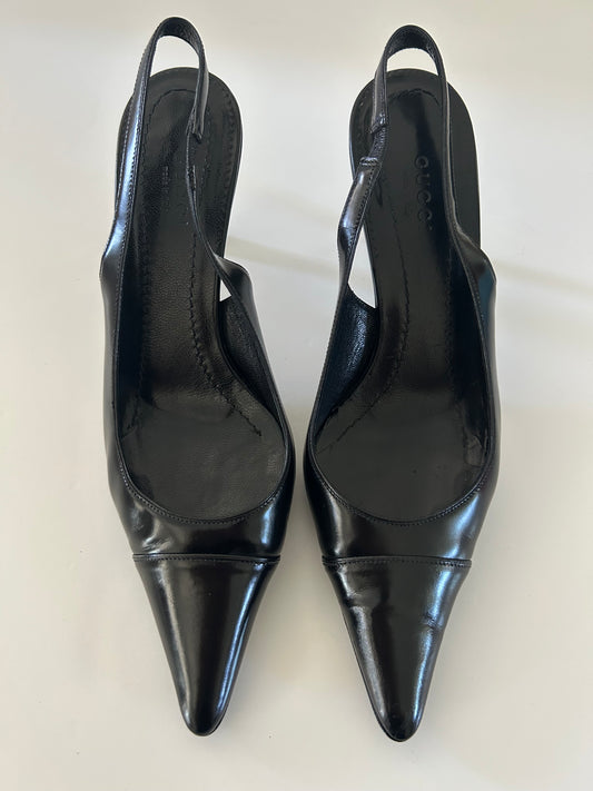 Designer Vintage Gucci Pointed Toe Slingback Heels