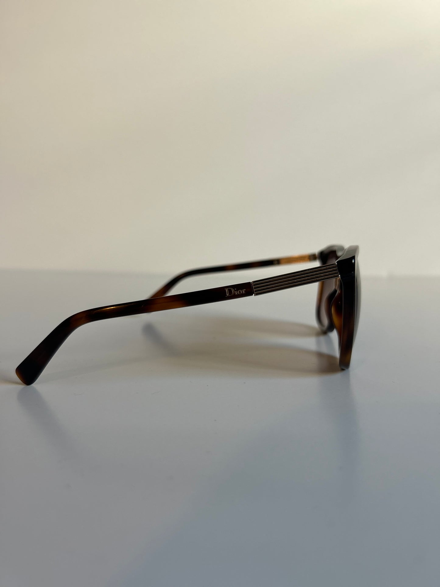 Designer Vintage Dior Tortoiseshell Sunglasses with Gold Hardware Accents