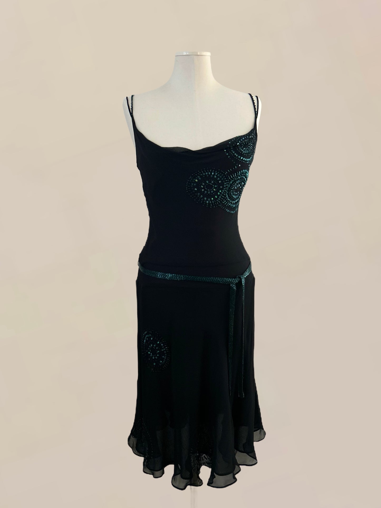 Vintage Black Beaded Slip Dress | Silk | Evening Dress