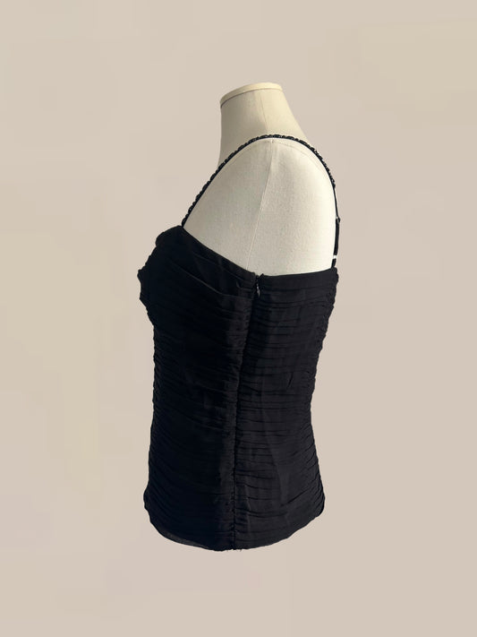 Vintage Bebe Silk Bustier Cami with Beaded Straps | 90s / Y2K Going Out Top