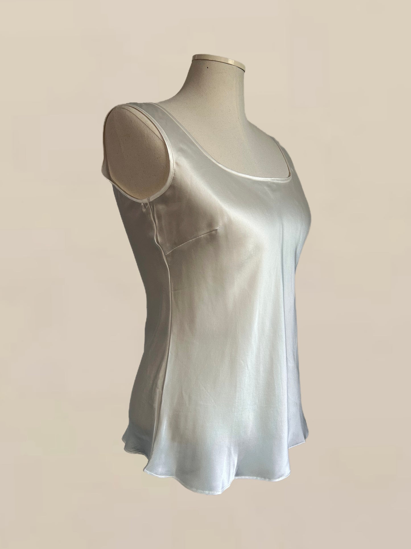 Silky Silk White Silk Tank | Minimalist 90s Silk Shell Top | Luxe Wardrobe Staple