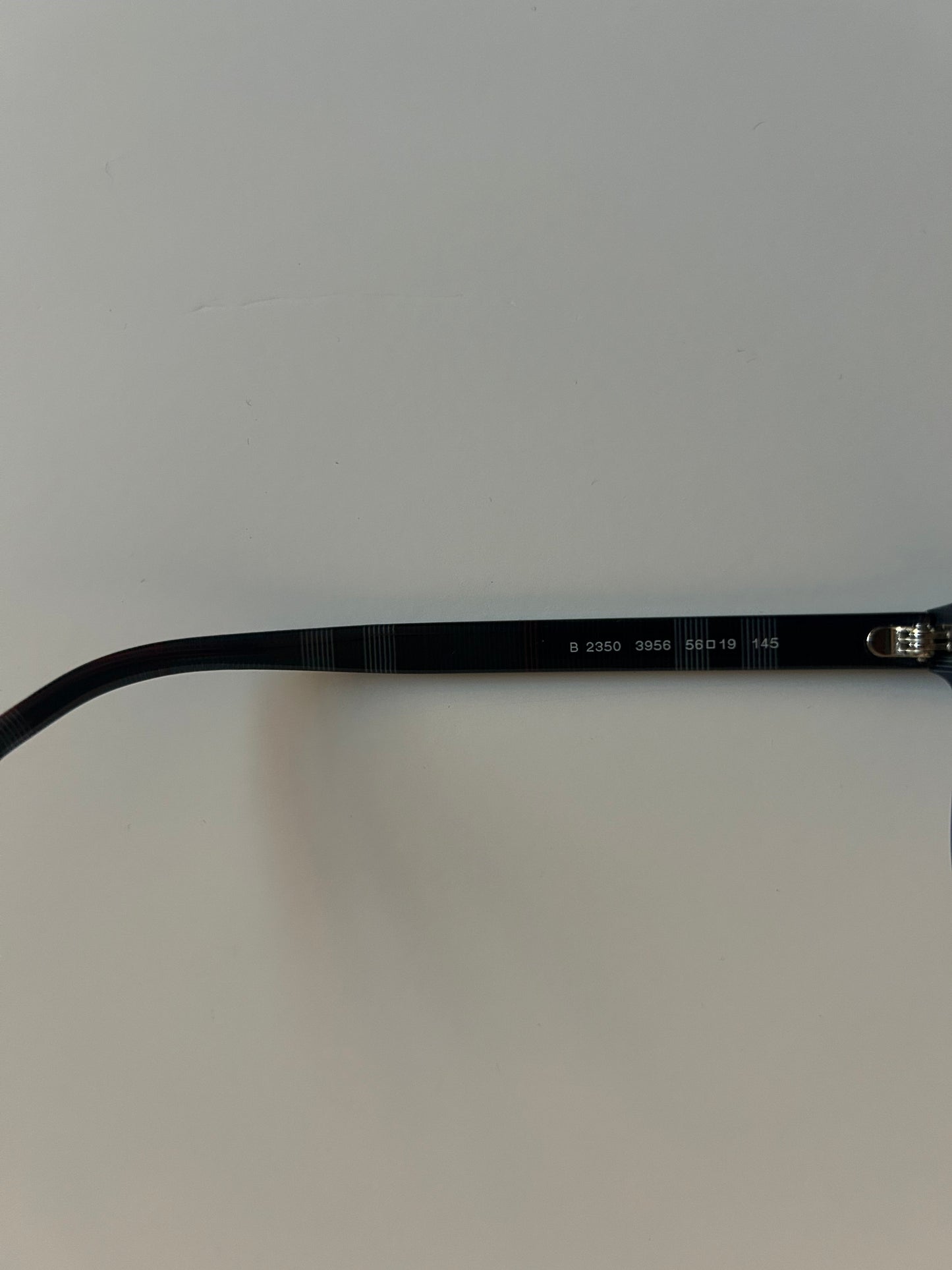 Burberry Navy Acetate Aviator Eyeglasses with Plaid Temples