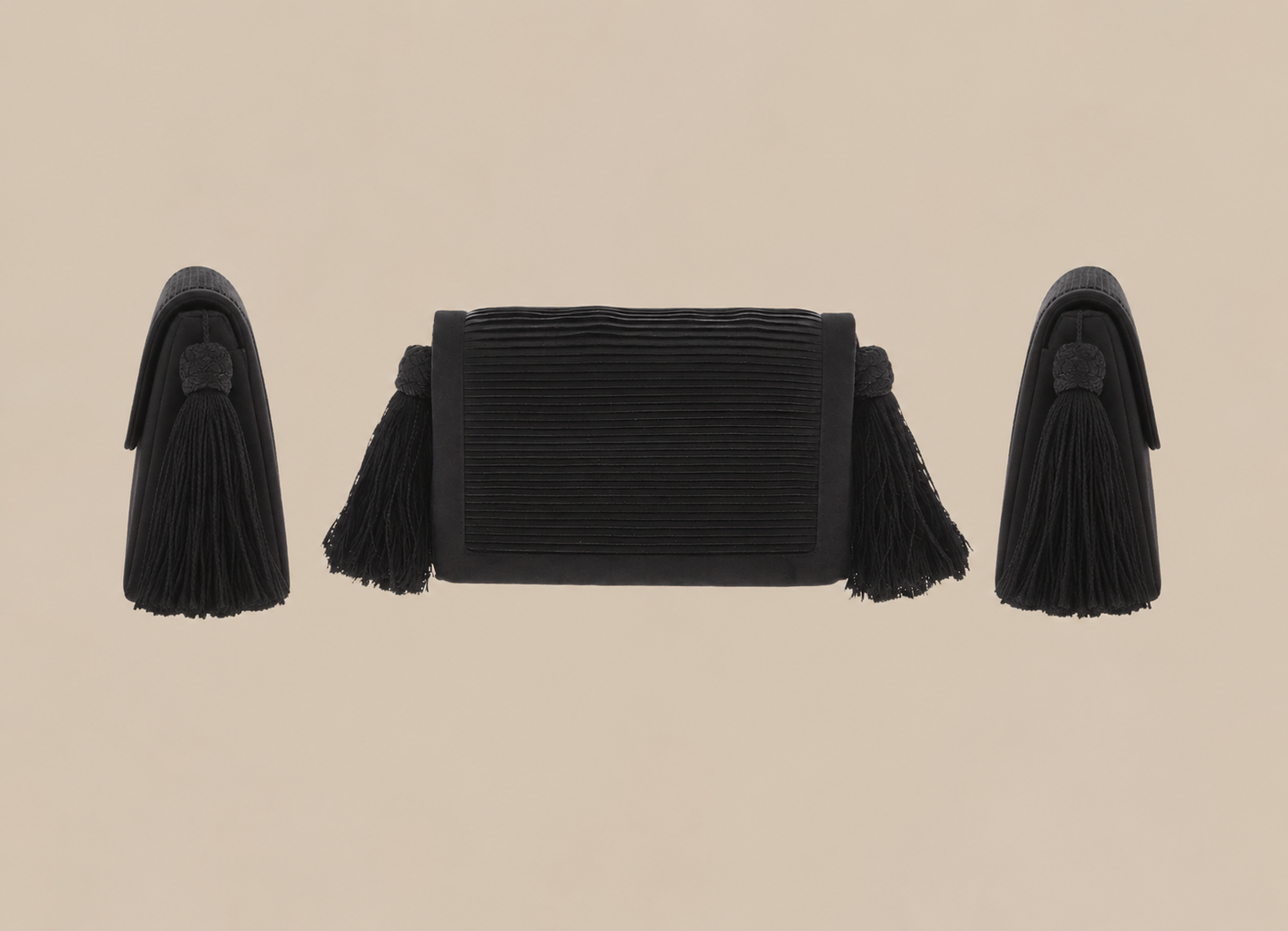 Vintage Neiman Marcus Black Tassel Clutch | Art Deco Inspired Evening Bag