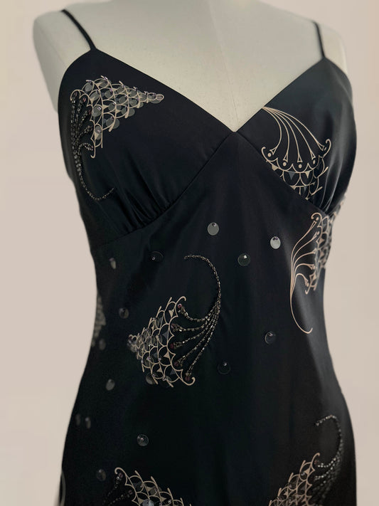 Vintage Laundry by Shelli Segal Silk Dress | Printed Slip Dress | Early 2000s