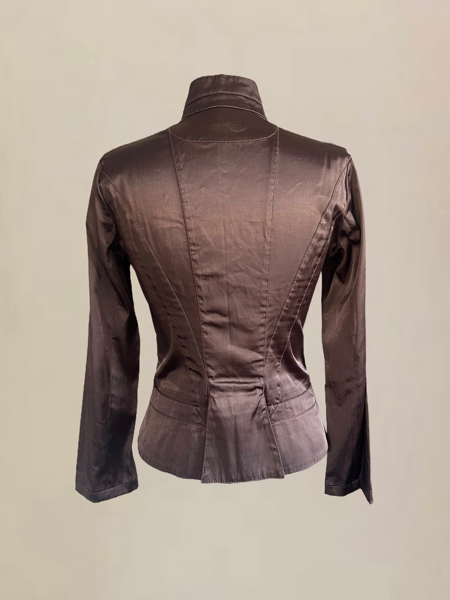 Vintage Bebe Satin Structured Jacket Muave Brown | Tailored Fit