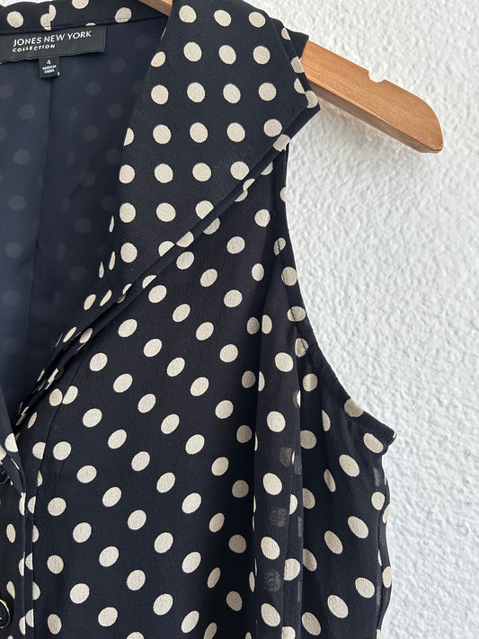 Vintage Silk Polka Dot Button Down Top