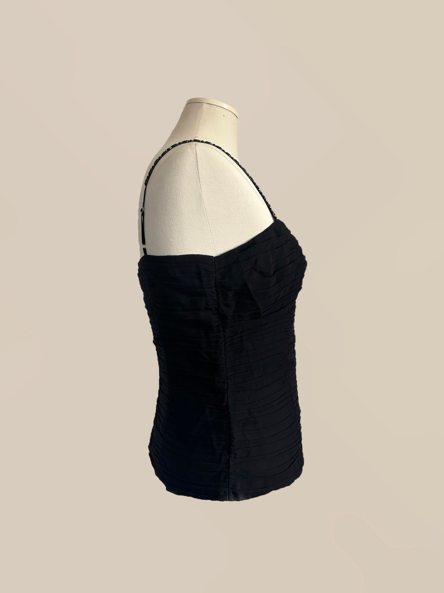 Vintage Bebe Silk Bustier Cami with Beaded Straps | 90s / Y2K Going Out Top