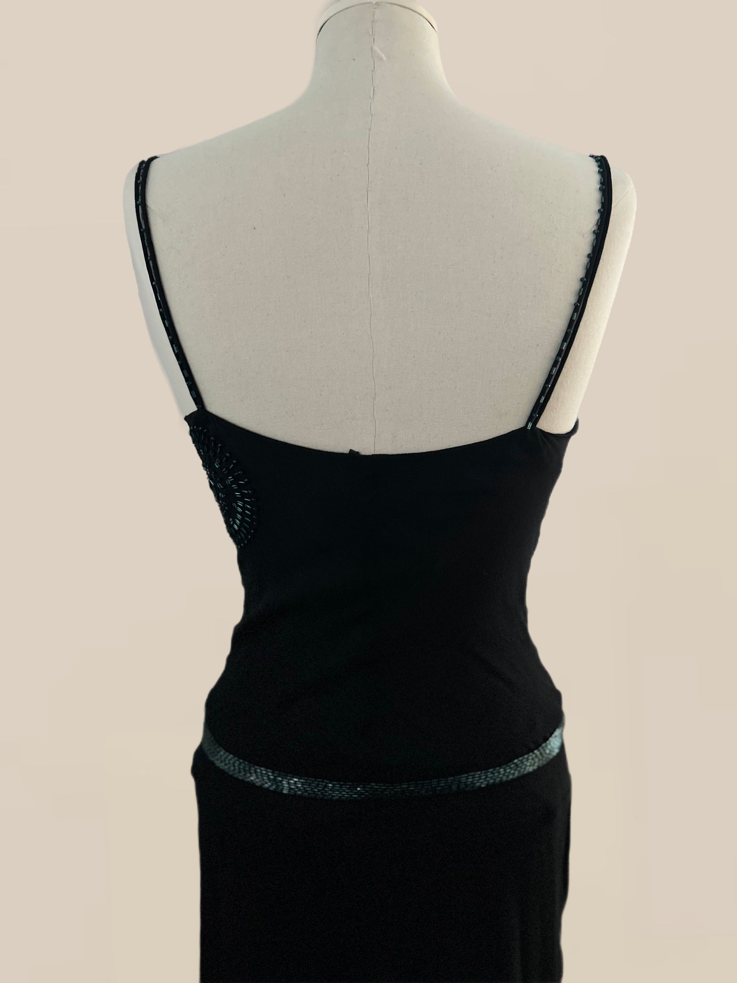 Vintage Black Beaded Slip Dress | Silk | Evening Dress