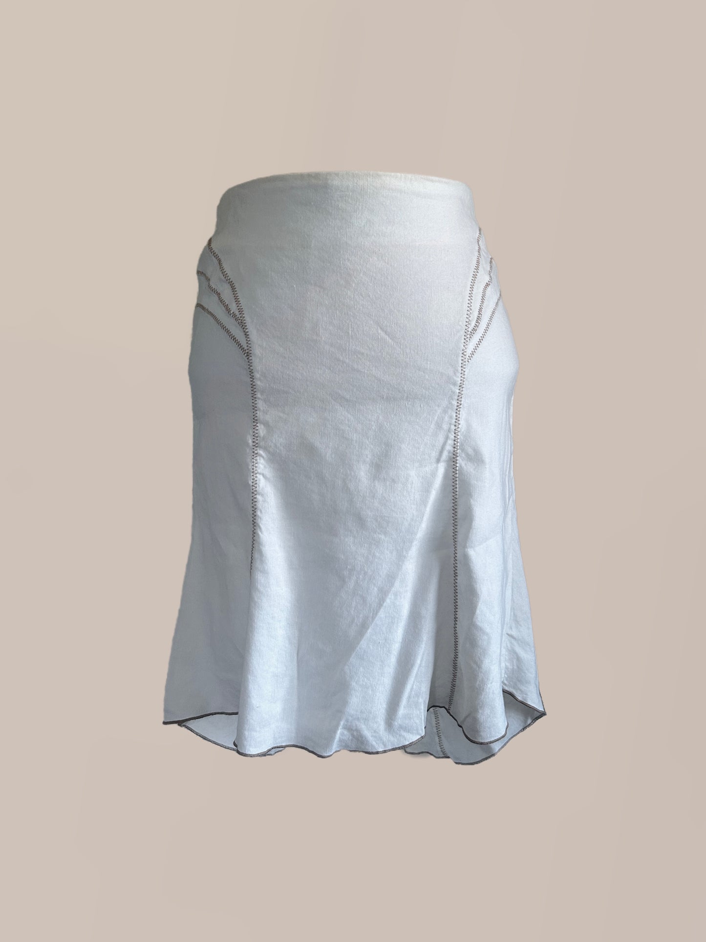 Vintage Bebe White Linen Blend Flounce Mini Skirt | Y2K 2000s Skirt
