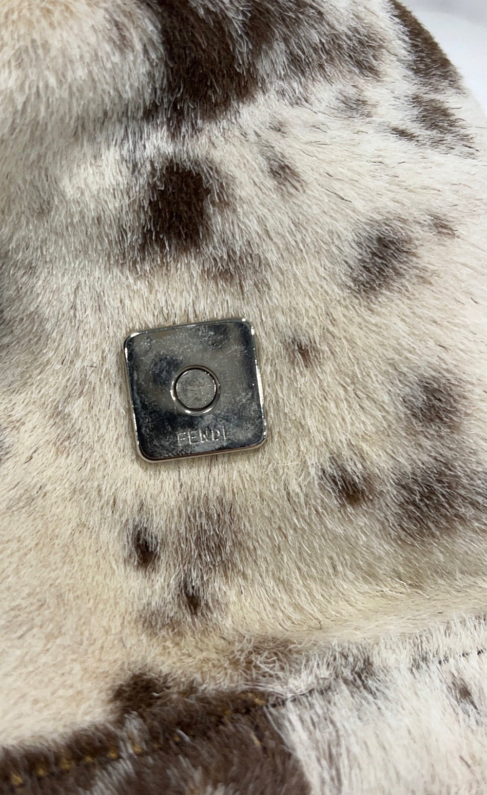 Designer Vintage Fendi Pony Hair Baguette Shoulder Bag | Y2K Spotted Calf Hair FF Buckle Bag