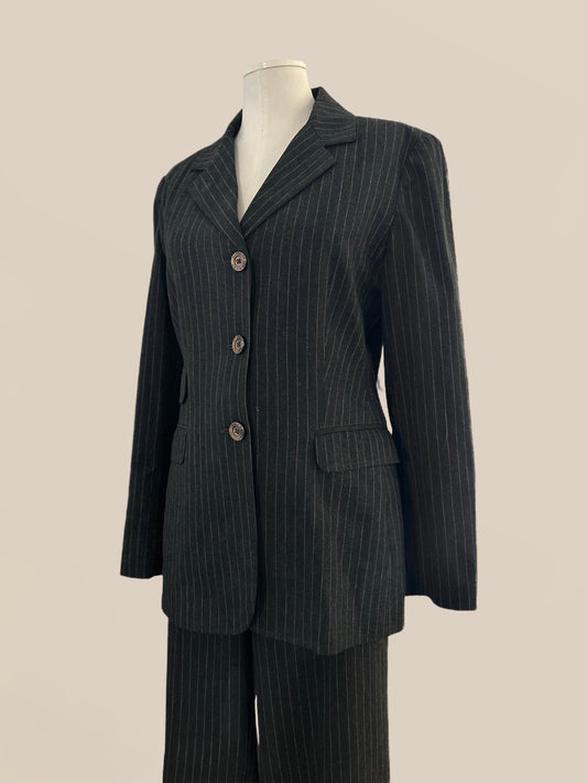 Vintage Designer Moschino Jeans Grey Pinstripe Wool Blend Suit - Late 1990s – Early 2000s