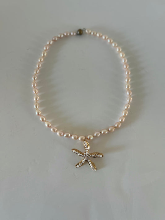 Vintage Starfish Fresh Water Pearl Necklace