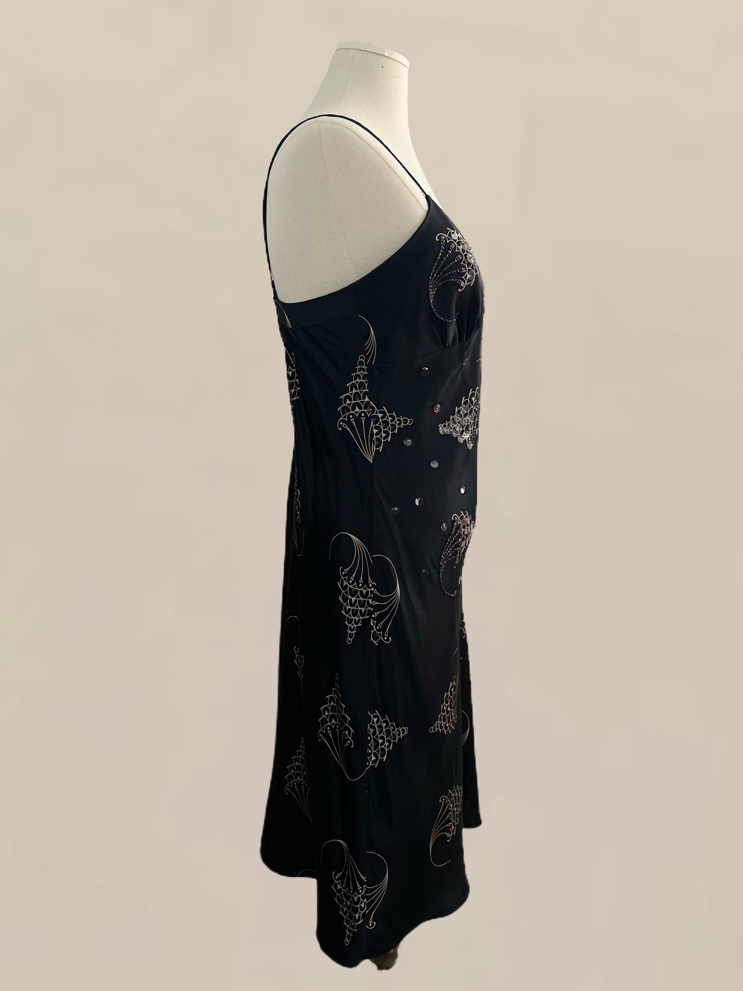 Vintage Laundry by Shelli Segal Silk Dress | Printed Slip Dress | Early 2000s