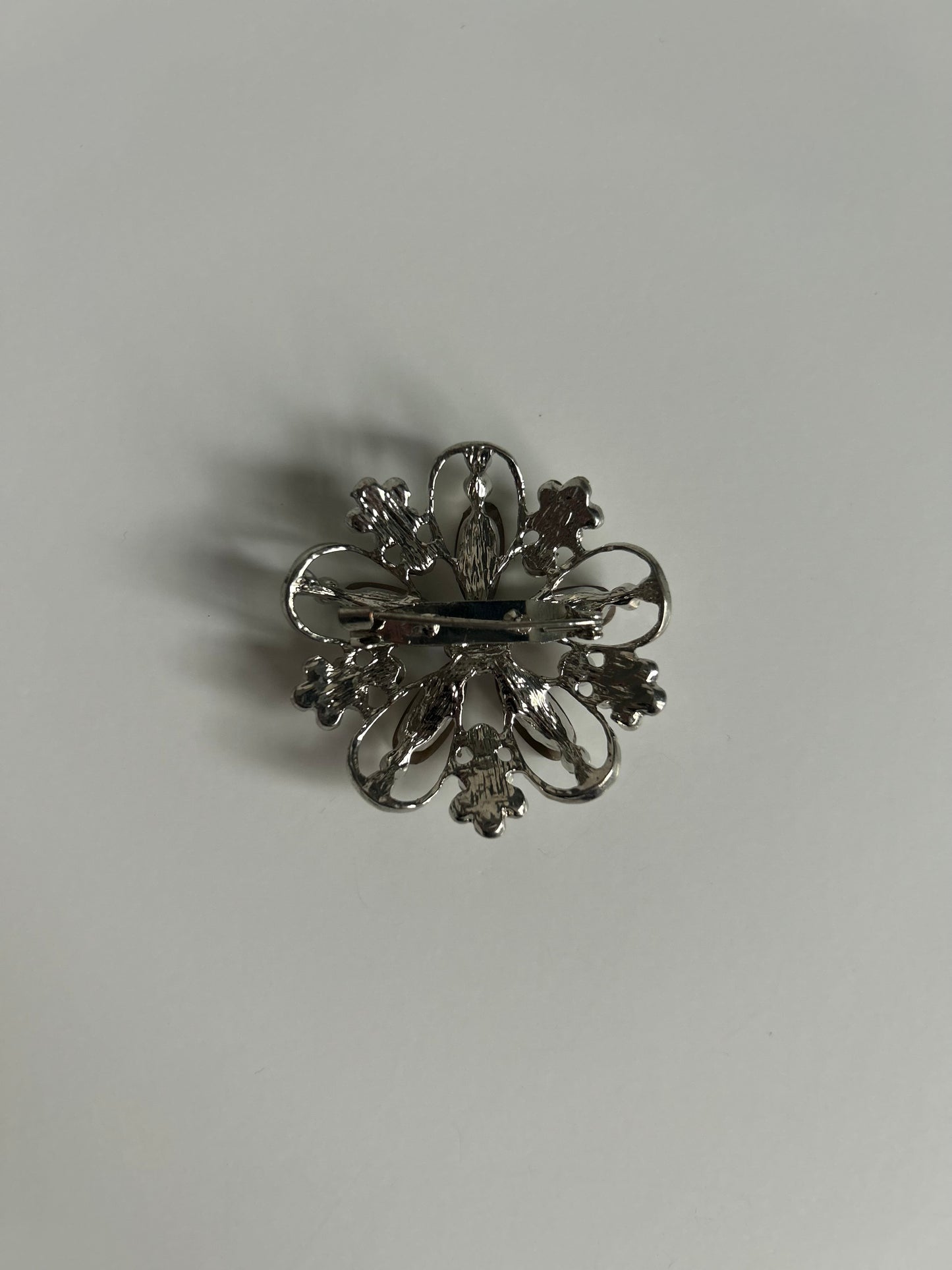 Vintage Rhinestone Floral Brooch
