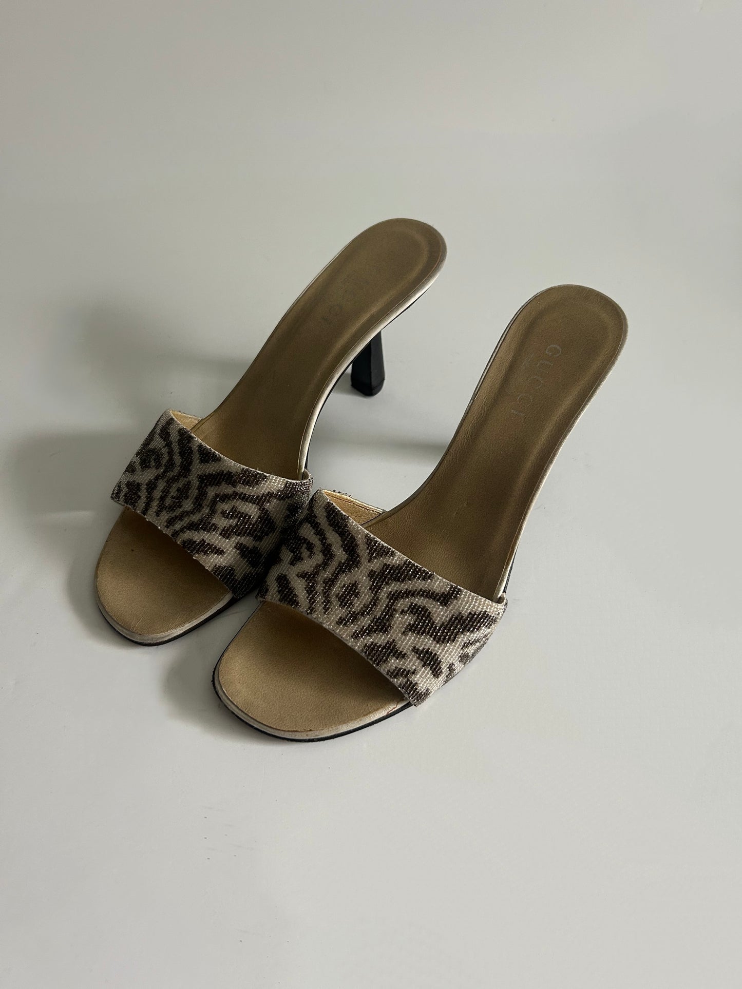 Designer Vintage Gucci Tom Ford Era Beaded Slide Sandals