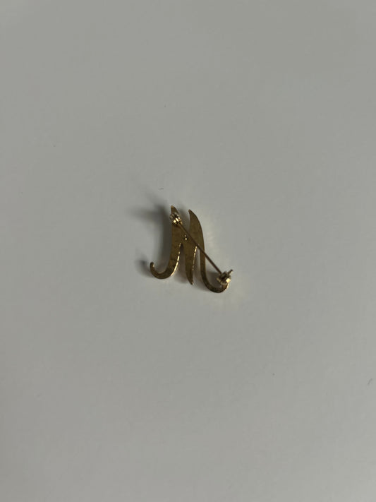Vintage Rhinestone Monogram “M” Brooch