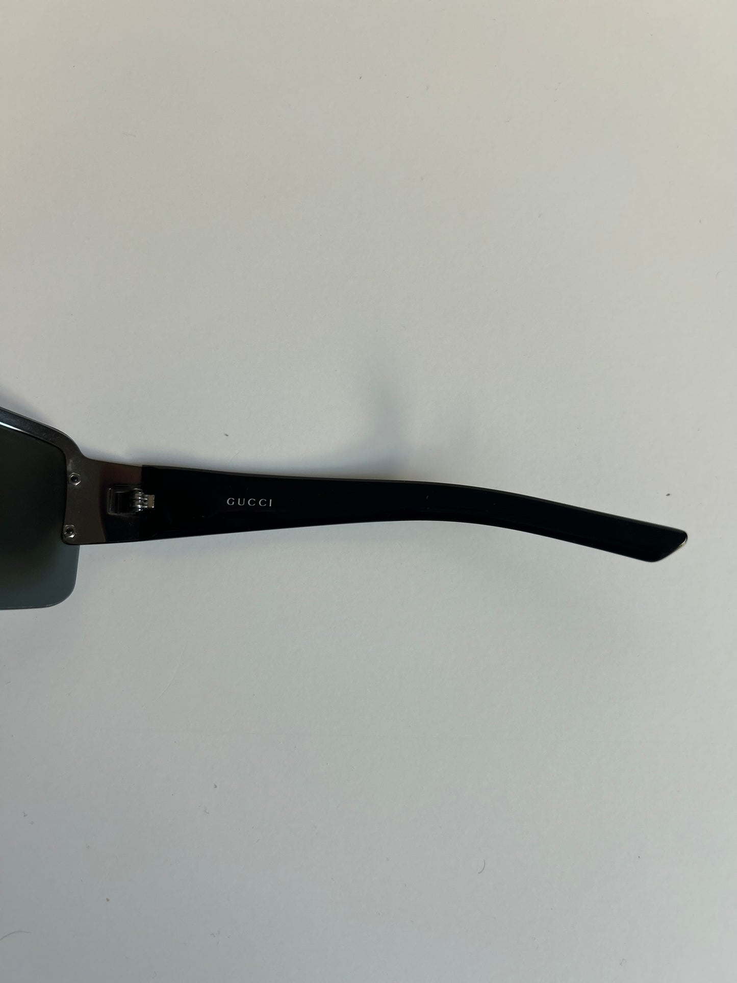 Designer Vintage Gucci Black Studded Shield Sunglasses with GG Logo Arms