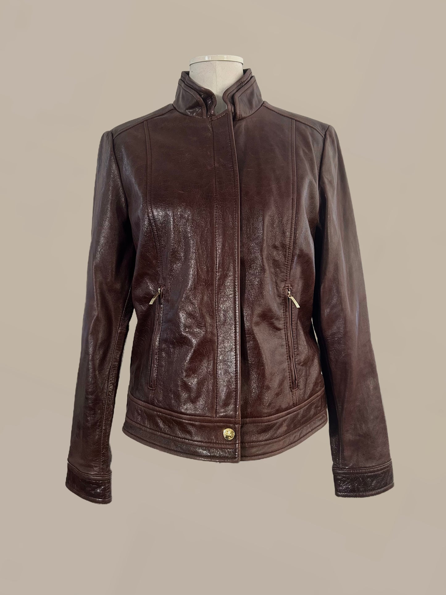 Vintage Laundry by Shelli Segal Brown Leather Jacket (2000s)