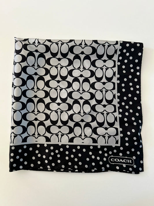 Designer Vintage Coach Polka Dot Silk Scarf