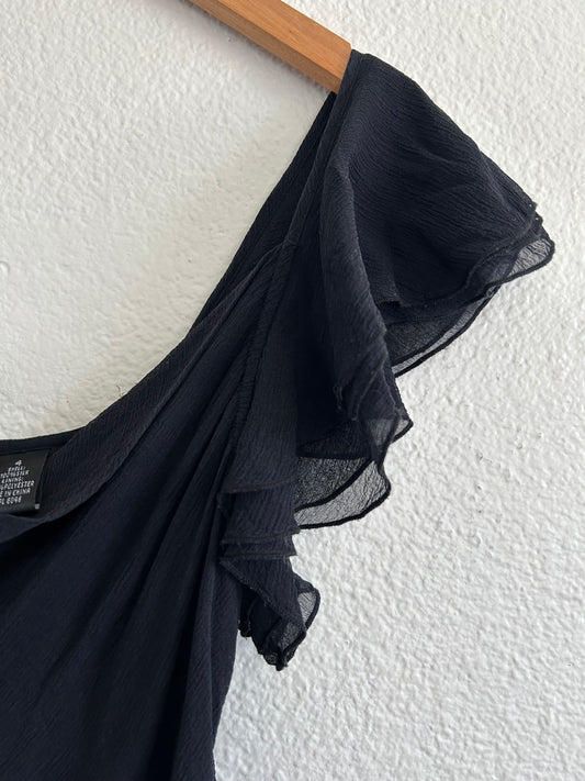 Vintage Cowl Neck Ruffle Top