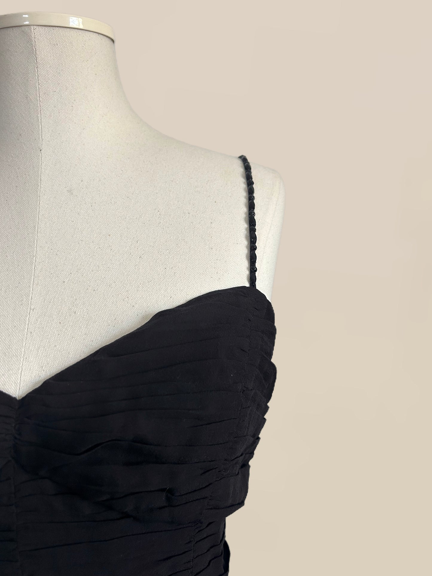 Vintage Bebe Silk Bustier Cami with Beaded Straps | 90s / Y2K Going Out Top
