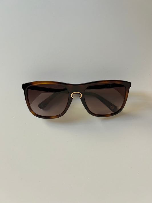 Designer Vintage Dior Tortoiseshell Sunglasses with Gold Hardware Accents