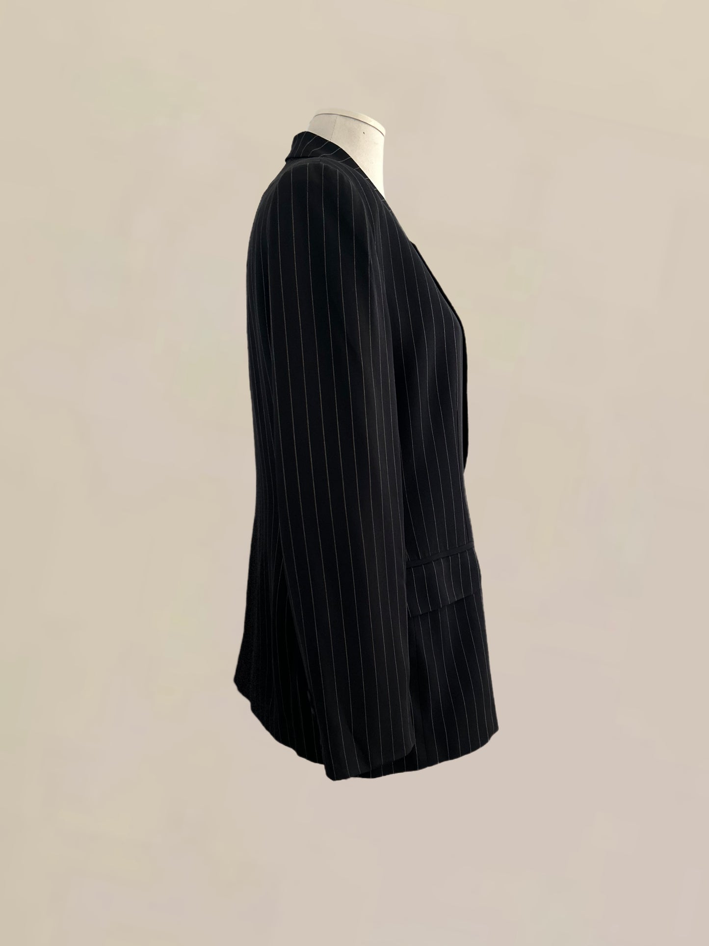 Vintage Silk Pinstripe Blazer  – Size 8 – Structured Power Jacket