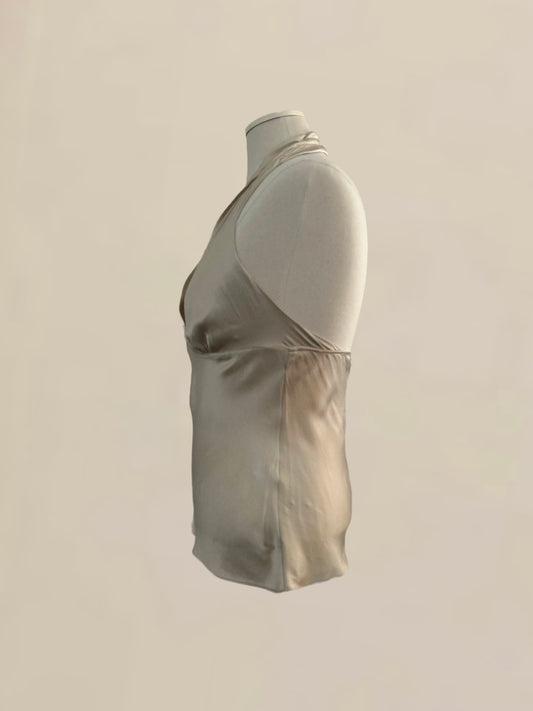 Champagne Silk Halter Top | Bias Cut | Minimalist Evening Top